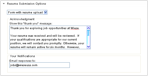 form with resume upload