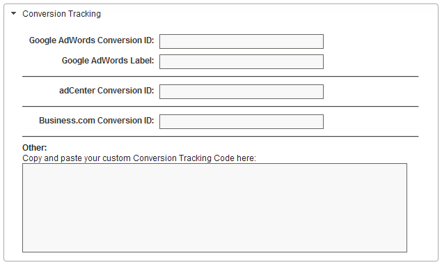 Conversion Tracking Form 