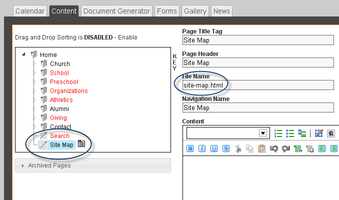 Site Map Screenshot