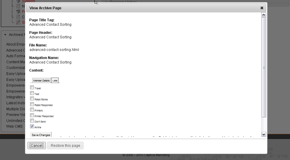 Page Archiving