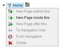 Page Creator Menu